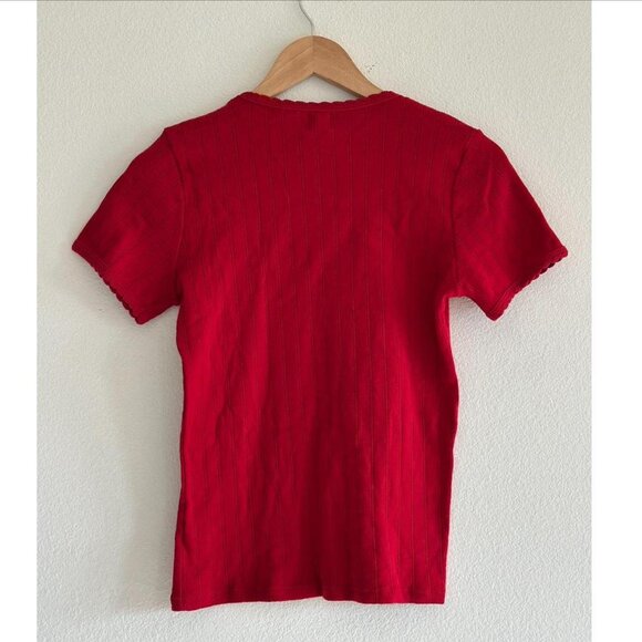Madewell x LESET Pointelle Slim-Fit Tee in Red, Size Medium - Picture 5 of 5